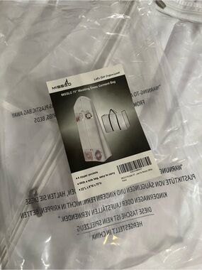 Amazon White 70" Wedding Dress Garment Bag with Clear Window- never used